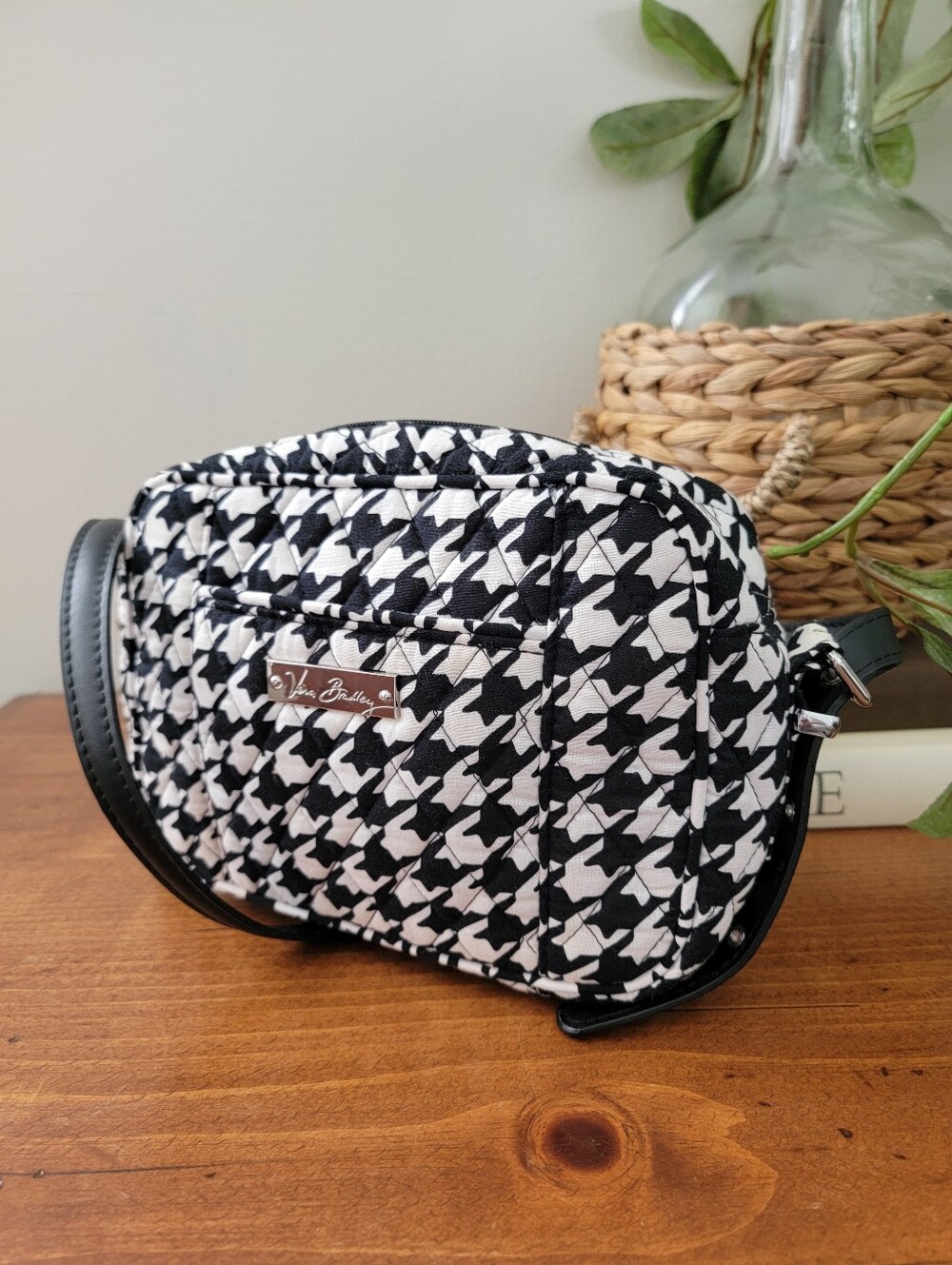 Vera Bradley Houndstooth Black & White Quilted Crossbody Bag Purse